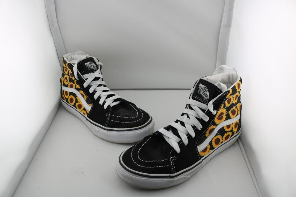 Vans Sk8-Hi Sunflower Black White High Top Sneakers Kids Juniors 4 Womens 5.5